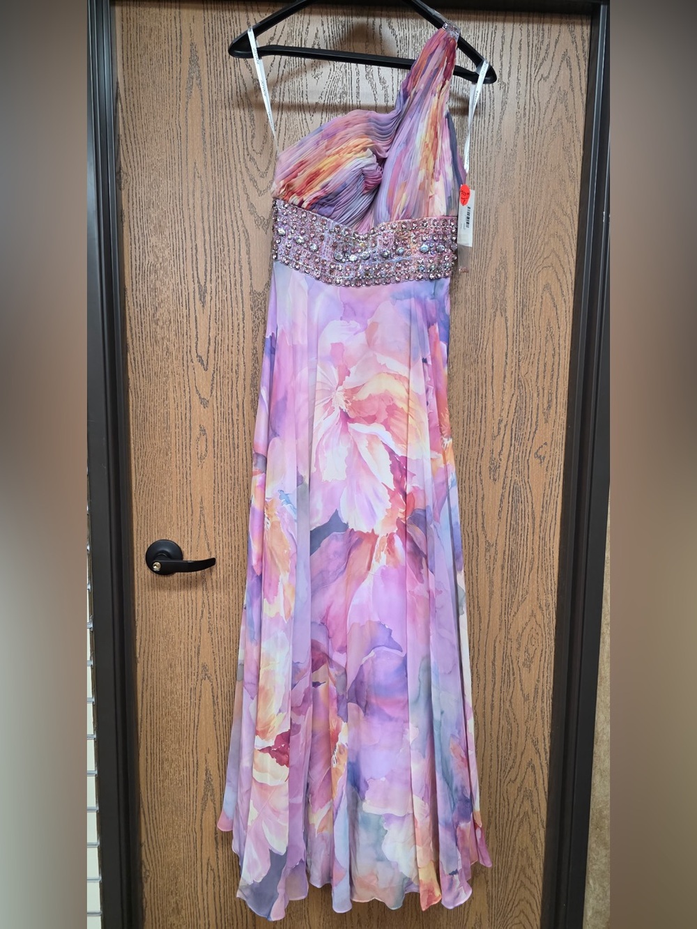 Jovani Lavender Watercolor Beaded Bodice Maxi Dress